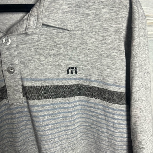 Travis Mathew Wildwood Golf‎ Polo Cotton Striped Heather Light Gray Preppy - Picture 6 of 10